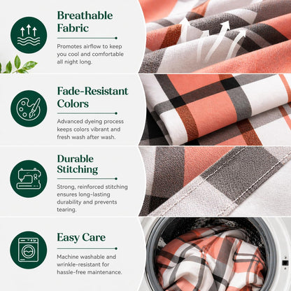 Remi Check Duvet Cover Set – Poly cotton Checked Quilt Cover with Pillowcases | Night Zone