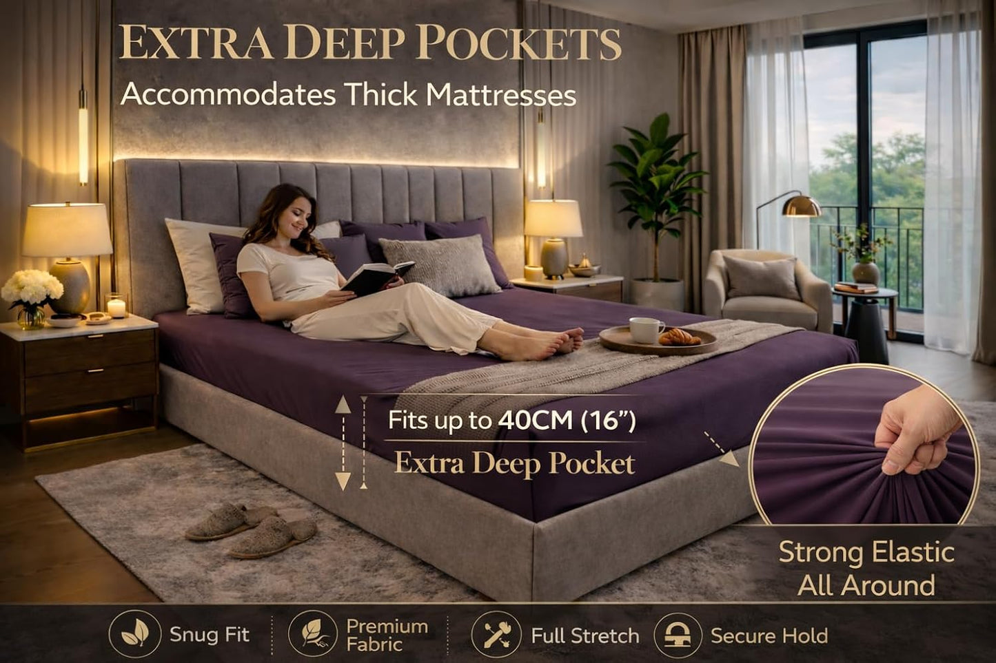 Extra Deep Fitted Sheet 40cm – Polycotton Easy Care Bedding | Night Zone