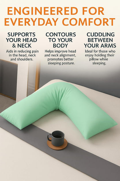 Easy Care Polycotton Orthopaedic V Shaped Pillow with Case or V Pillowcase Only | Night Zone