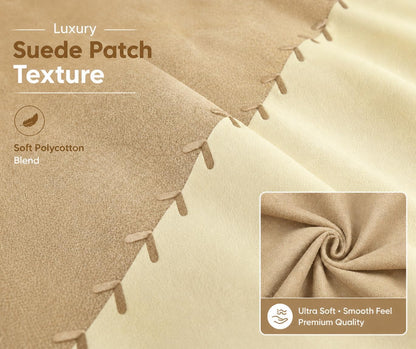Suede Patch Polycotton Duvet Cover Set – Luxury Soft Touch Patchwork Bedding | Night Zone