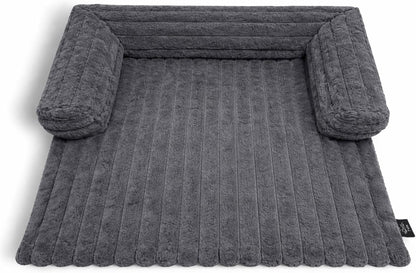 Waterproof Ribbed Plush Pet Bed – Cord Sofa Dog & Cat Bed with Raised Sides | Night Zone
