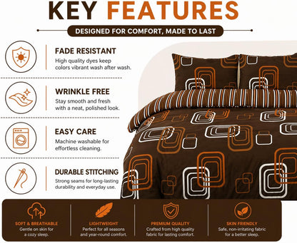 Blake Geometric Printed Polycotton Duvet Cover Set – Modern Easy Care Bedding | Night Zone