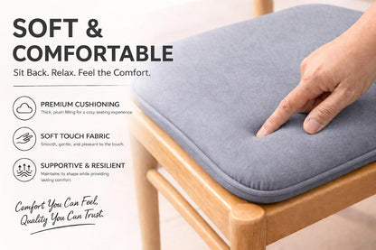 Pack of 4 Waterproof Chair Pads 38 x 38 cm – Indoor & Outdoor Seat Cushions with Ties | Night Zone