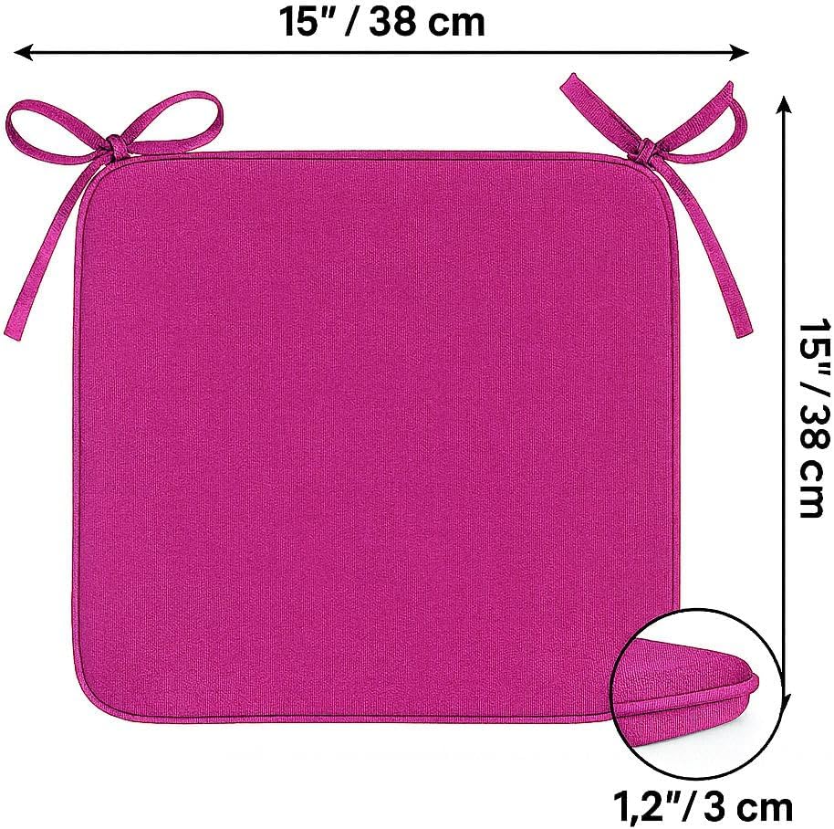 Multicolour Square Chair Seat Pads 38x38cm – 3cm Thick Cushions with Ties | Night Zone
