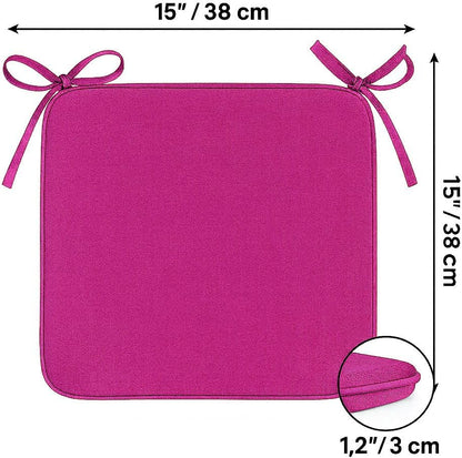 Multicolour Square Chair Seat Pads 38x38cm – 3cm Thick Cushions with Ties | Night Zone