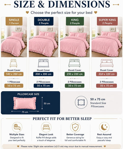 Santiago Frilled Polycotton Duvet Cover Set – Luxury Easy Care Bedding | Night Zone