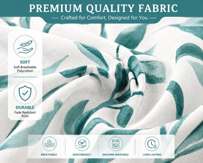 Ellie Leaf Printed Floral Duvet Cover Set – Soft Easy Care Botanical Bedding | Night Zone