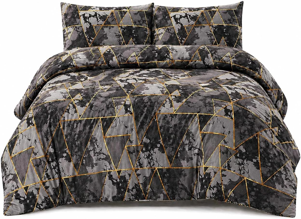 Arlo Triangles Geometric Reversible Duvet Cover Set – Modern Easy Care Bedding | Night Zone