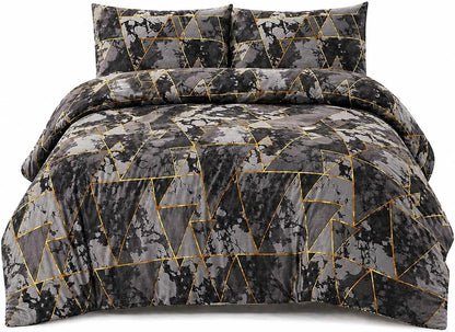 Arlo Triangles Geometric Reversible Duvet Cover Set – Modern Easy Care Bedding | Night Zone