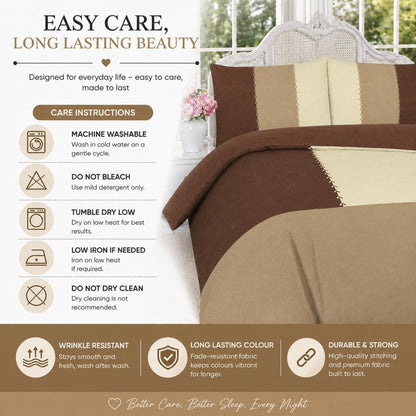 Suede Patch Polycotton Duvet Cover Set – Luxury Soft Touch Patchwork Bedding | Night Zone