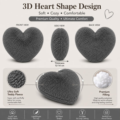 Teddy Cuddles Heart Shape Teddy Fleece Cushion – Soft Filled Decorative Cushion | Night Zone