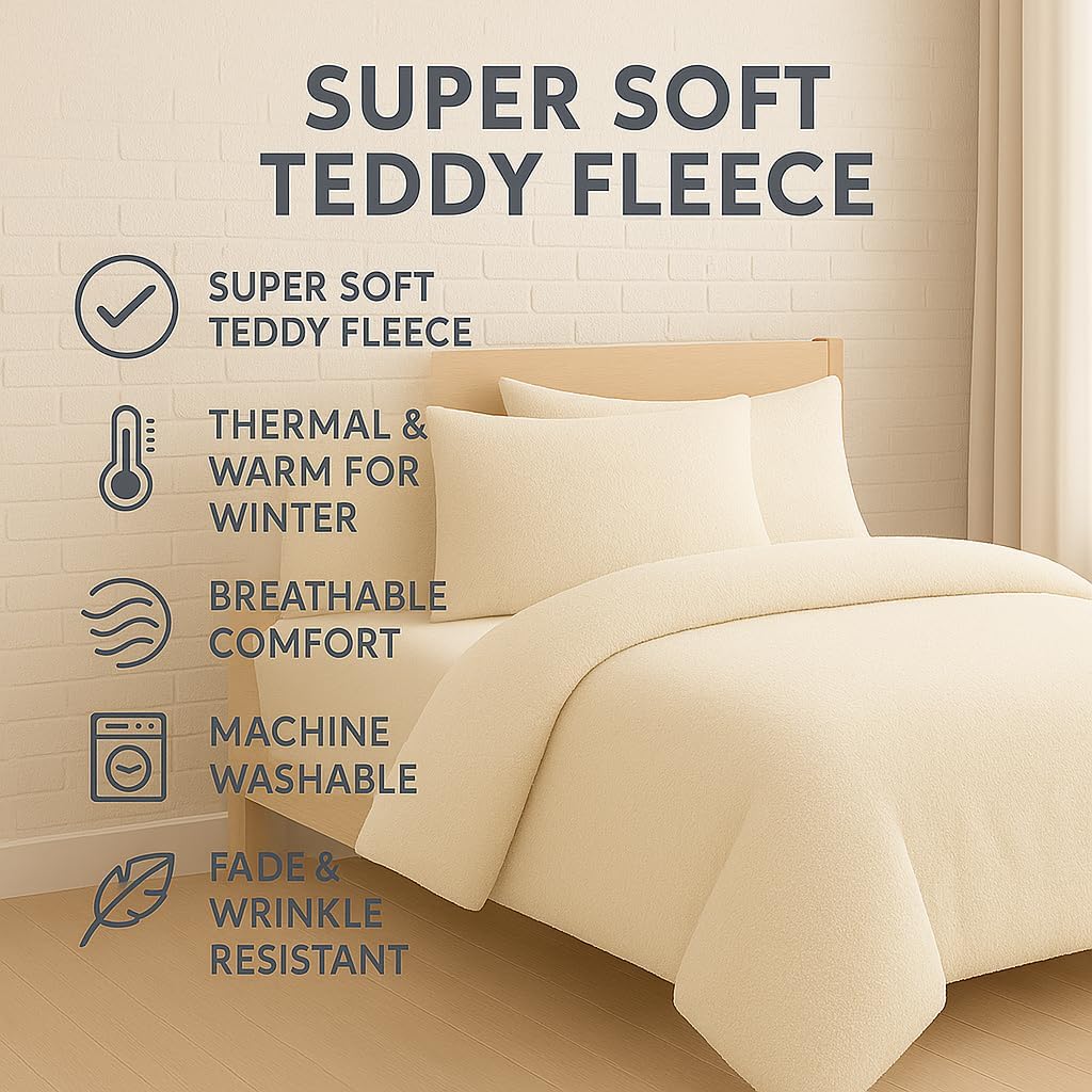 Teddy Fleece Duvet Cover Set – Soft Warm Teddy Bear Bedding | Night Zone