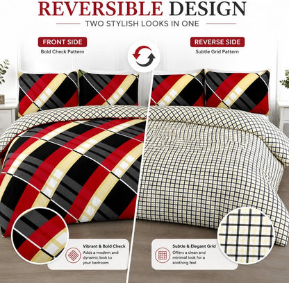 Hardy Check Striped Polycotton Duvet Cover Set – Soft Easy Care Bedding | Night Zone