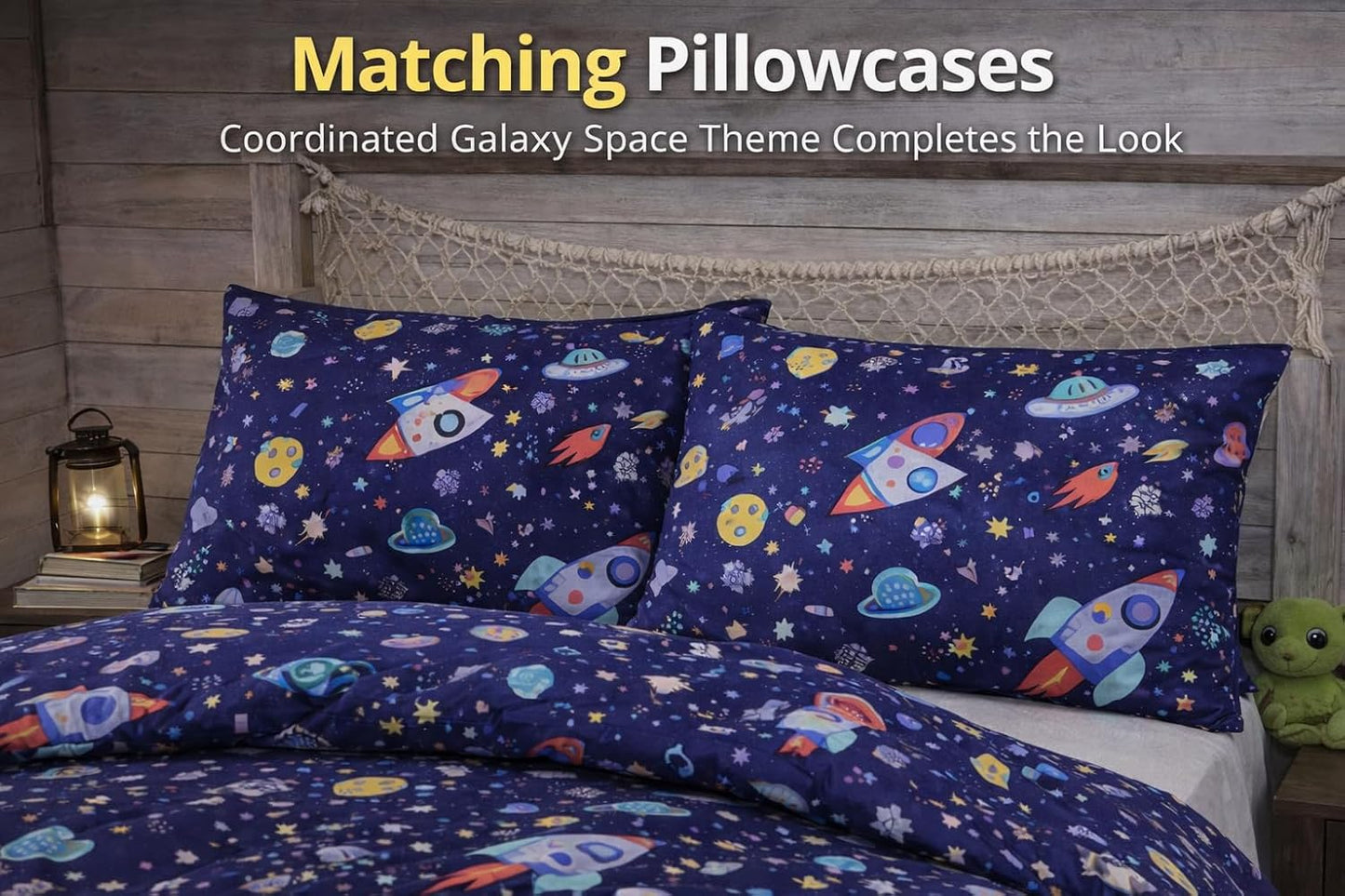 Kids Space Galaxy Duvet Cover Set – Rocket & Planet Bedding for Children | Night Zone