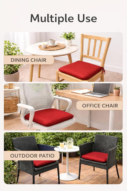 Pack of 4 Waterproof Chair Pads 38 x 38 cm – Indoor & Outdoor Seat Cushions with Ties | Night Zone