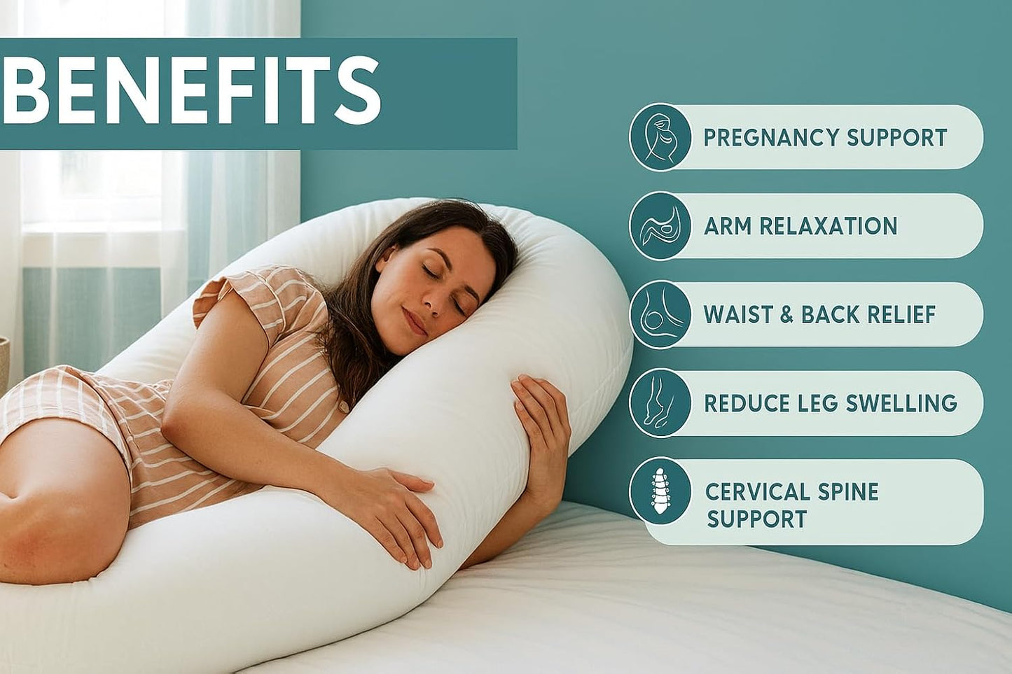 U Shape Body Pillow 12ft & 9ft – Pregnancy & Full Body Support Pillow | Night Zone