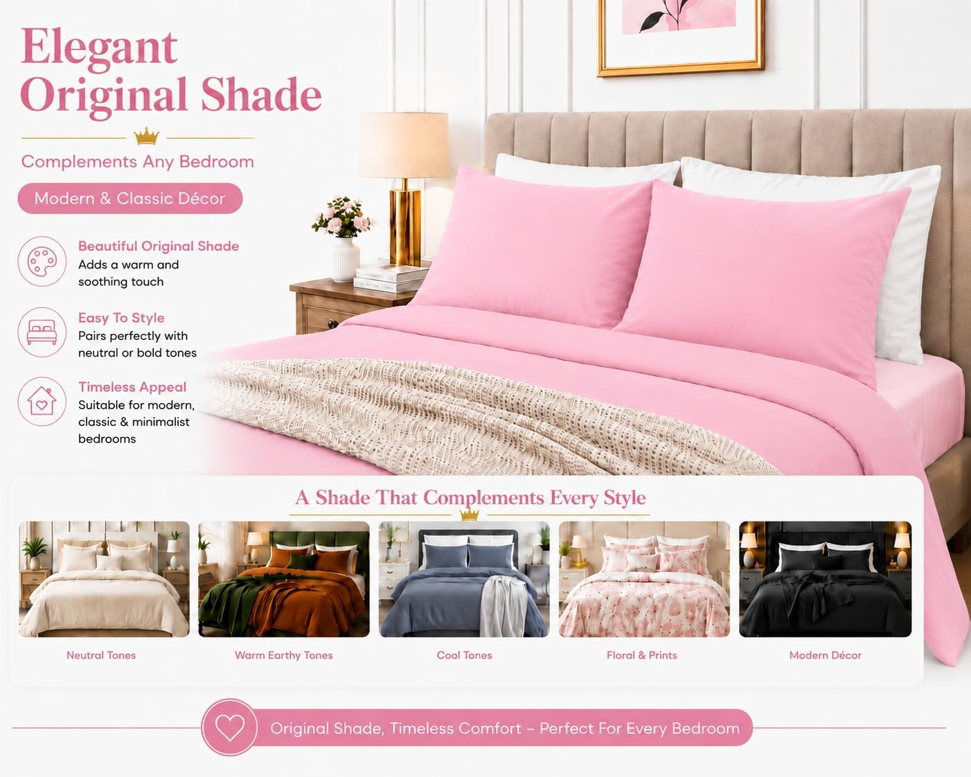 Housewife Polycotton Pillowcases Pair – Luxury Plain Dyed Easy Care Bedding | Night Zone
