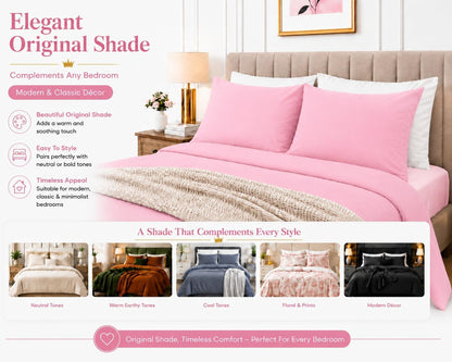 Housewife Polycotton Pillowcases Pair – Luxury Plain Dyed Easy Care Bedding | Night Zone
