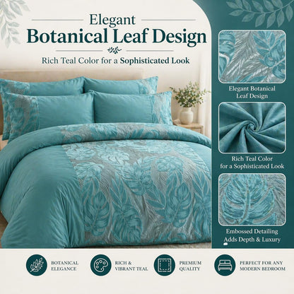 Velvet Leaf Duvet Cover Set – Luxury Soft Touch Hotel Style Bedding | Night Zone