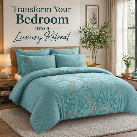 Velvet Leaf Duvet Cover Set – Luxury Soft Touch Hotel Style Bedding | Night Zone