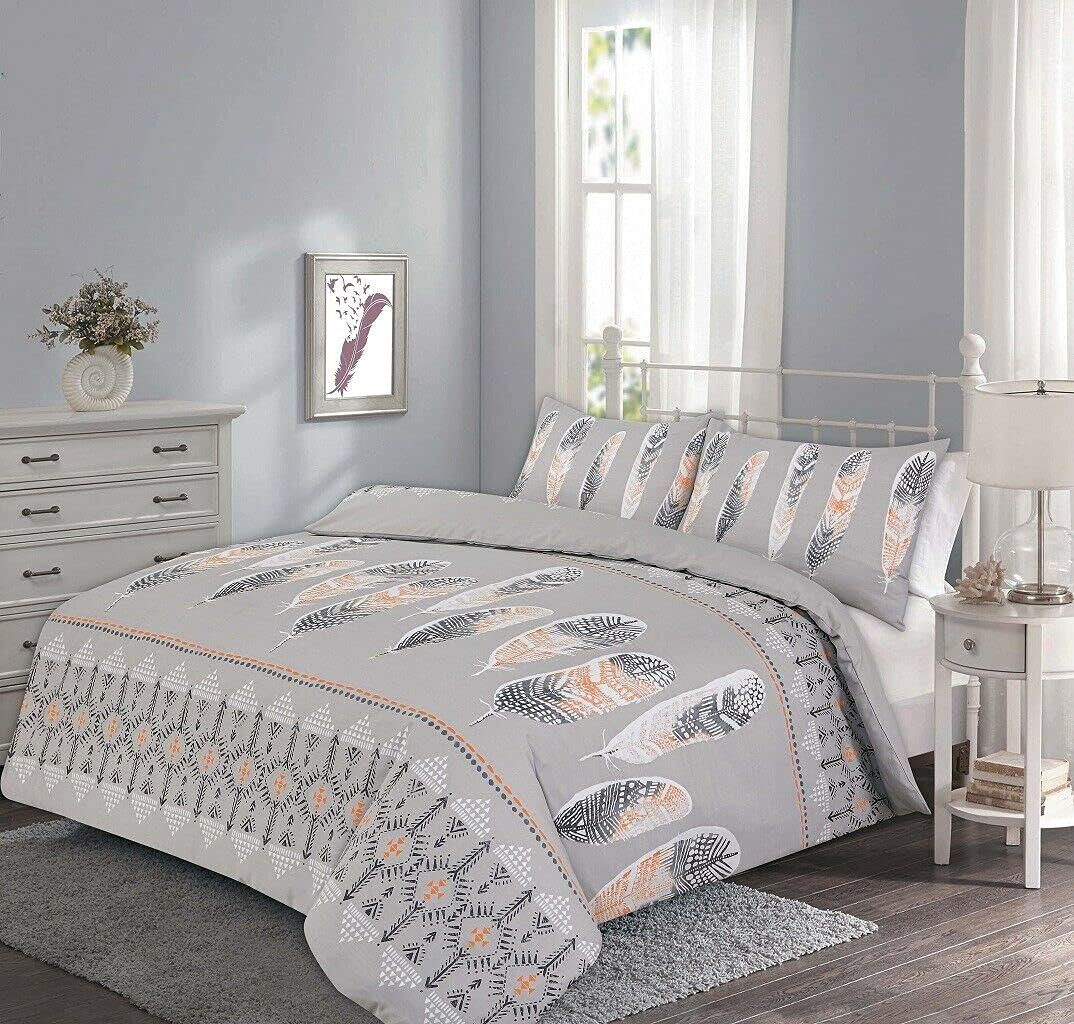 Harley Feathers Printed Polycotton Duvet Cover Set – Soft Easy Care Bedding | Night Zone