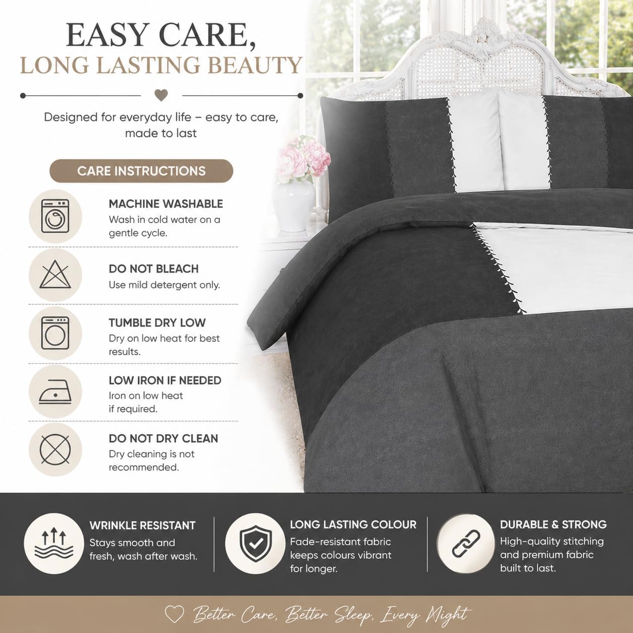 Suede Patch Polycotton Duvet Cover Set – Luxury Soft Touch Patchwork Bedding | Night Zone