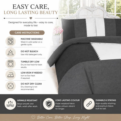 Suede Patch Polycotton Duvet Cover Set – Luxury Soft Touch Patchwork Bedding | Night Zone