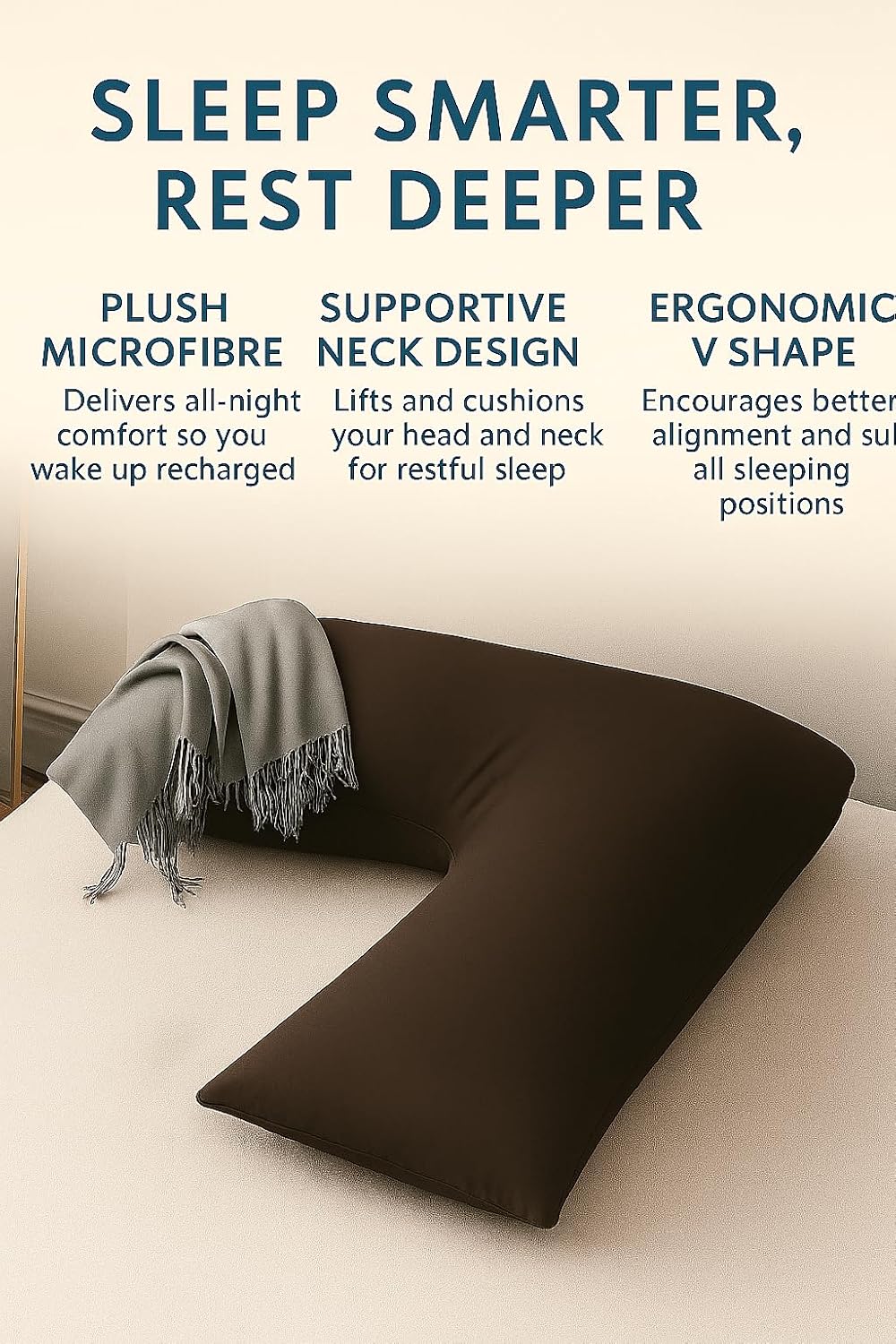 Easy Care Polycotton Orthopaedic V Shaped Pillow with Case or V Pillowcase Only | Night Zone