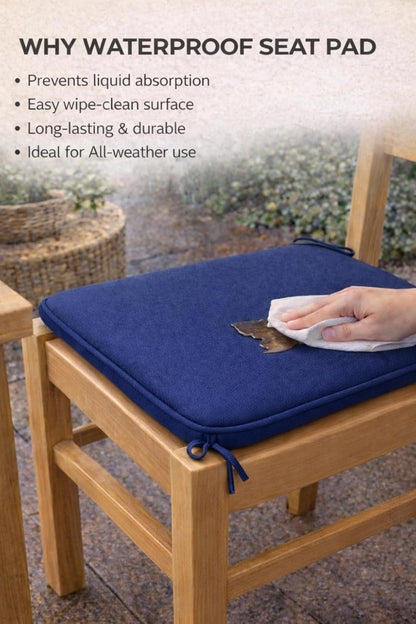 Pack of 4 Waterproof Chair Pads 38 x 38 cm – Indoor & Outdoor Seat Cushions with Ties | Night Zone