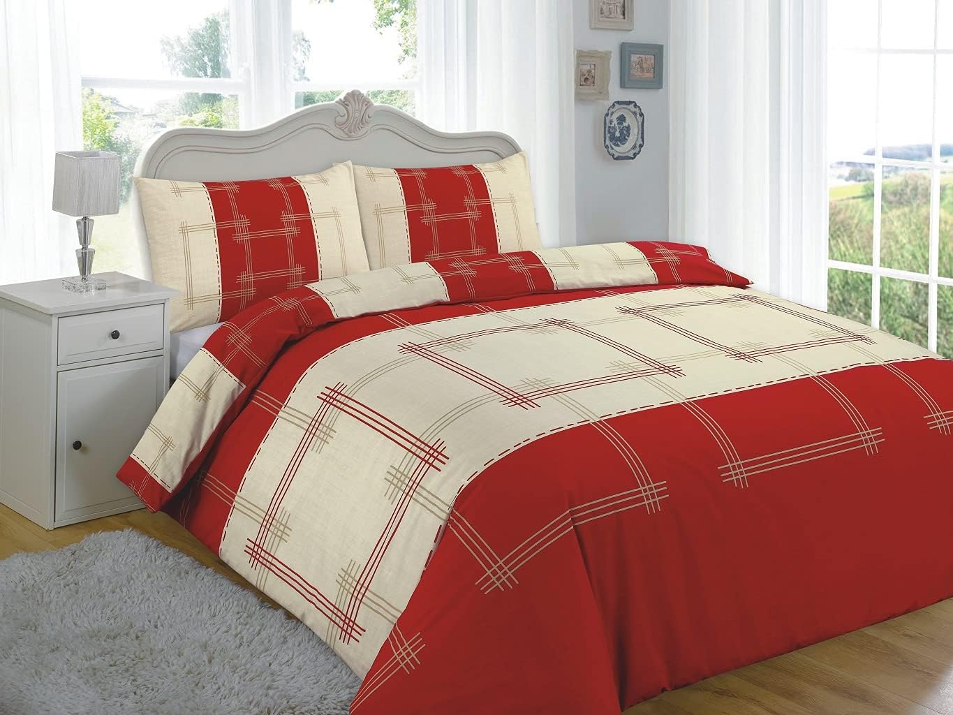 Campus Check Duvet Cover Set – Geometric Printed Poly cotton Quilt Cover with Pillowcases | Night Zone