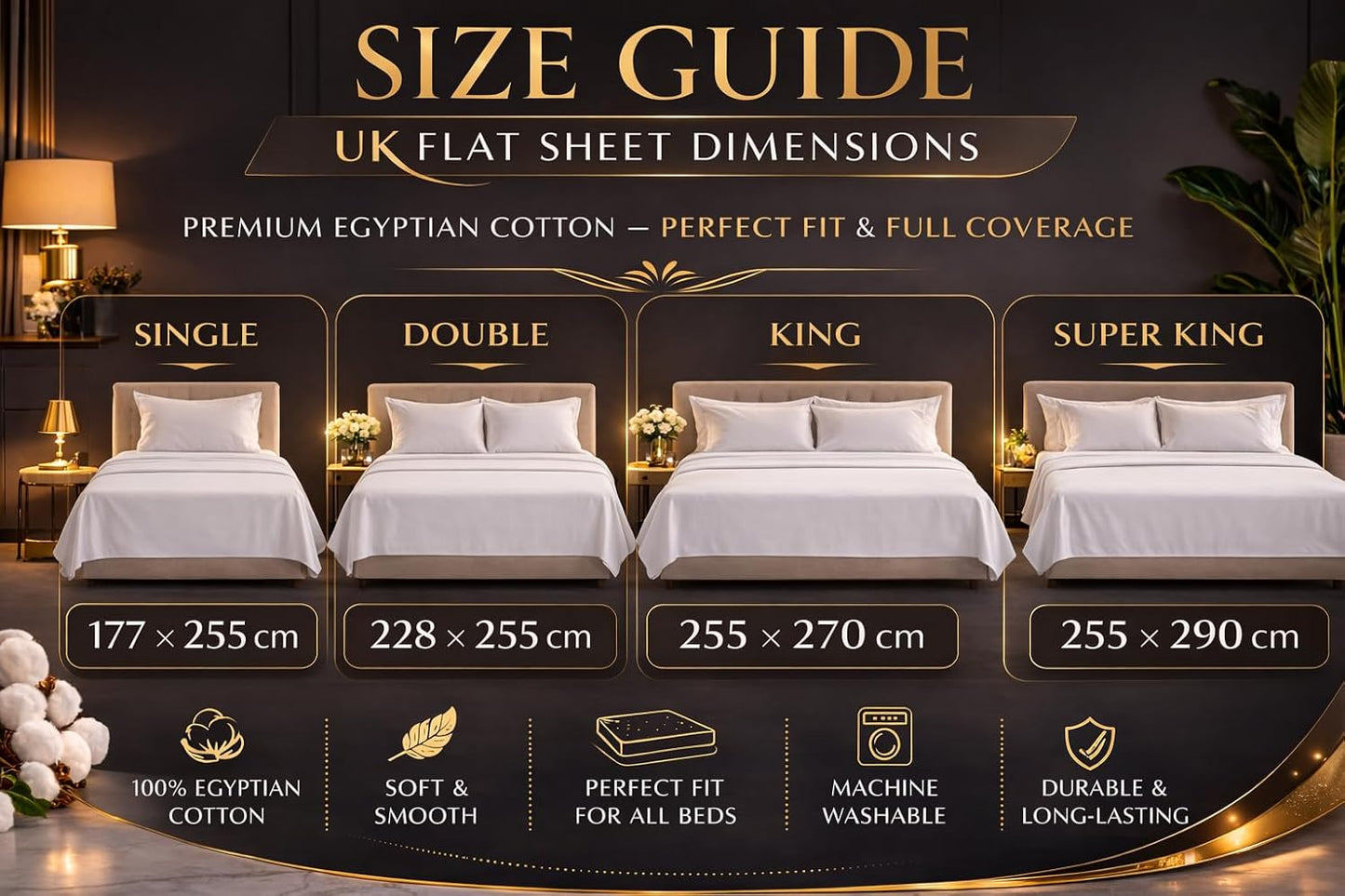 Flat Sheet 100% Egyptian Cotton 200 Thread Count Hotel Quality