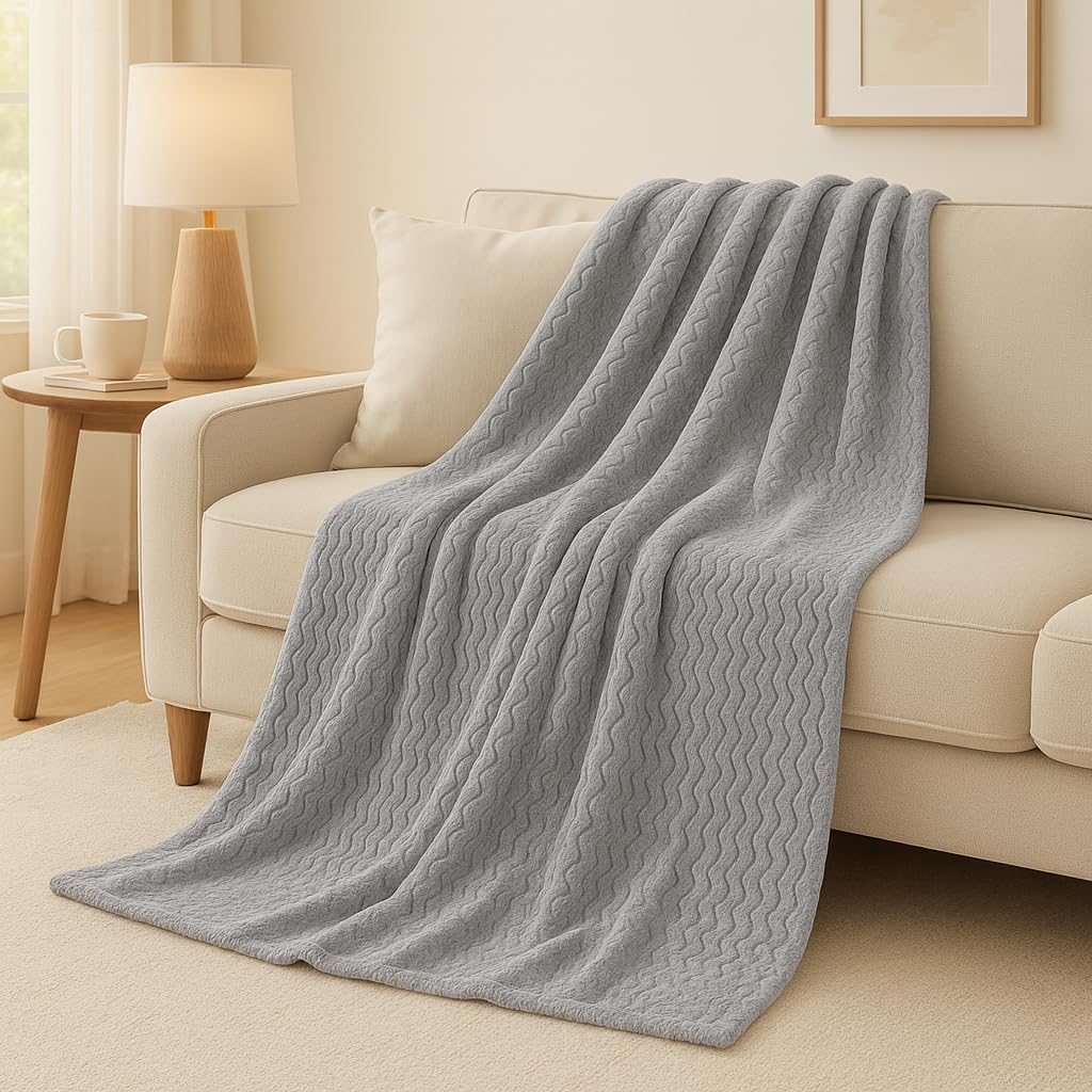 Wave Flannel Fleece Throw Blanket – Ultra Soft Warm Sofa & Bed Throw | Night Zone