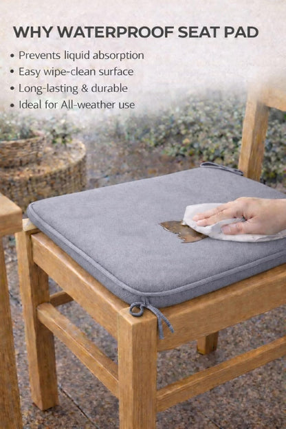 Pack of 4 Waterproof Chair Pads 38 x 38 cm – Indoor & Outdoor Seat Cushions with Ties | Night Zone