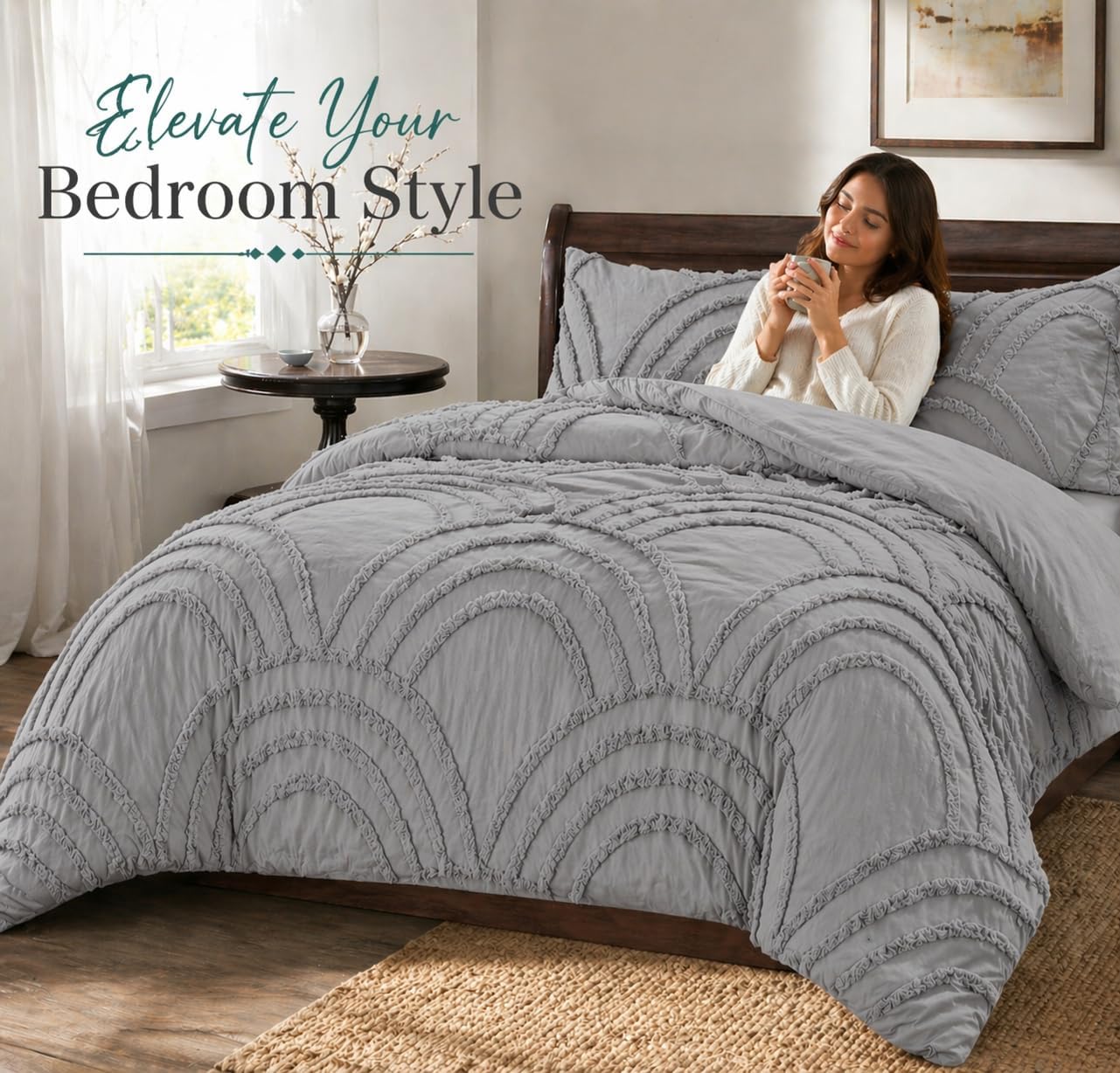 Zara Chenille Tufted Duvet Cover Set – Luxury Textured Bedding | Night Zone