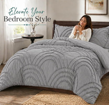 Zara Chenille Tufted Duvet Cover Set – Luxury Textured Bedding | Night Zone