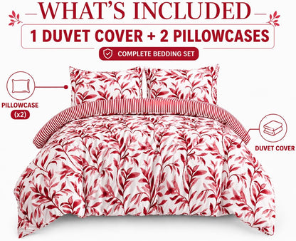 Ellie Leaf Printed Floral Duvet Cover Set – Soft Easy Care Botanical Bedding | Night Zone