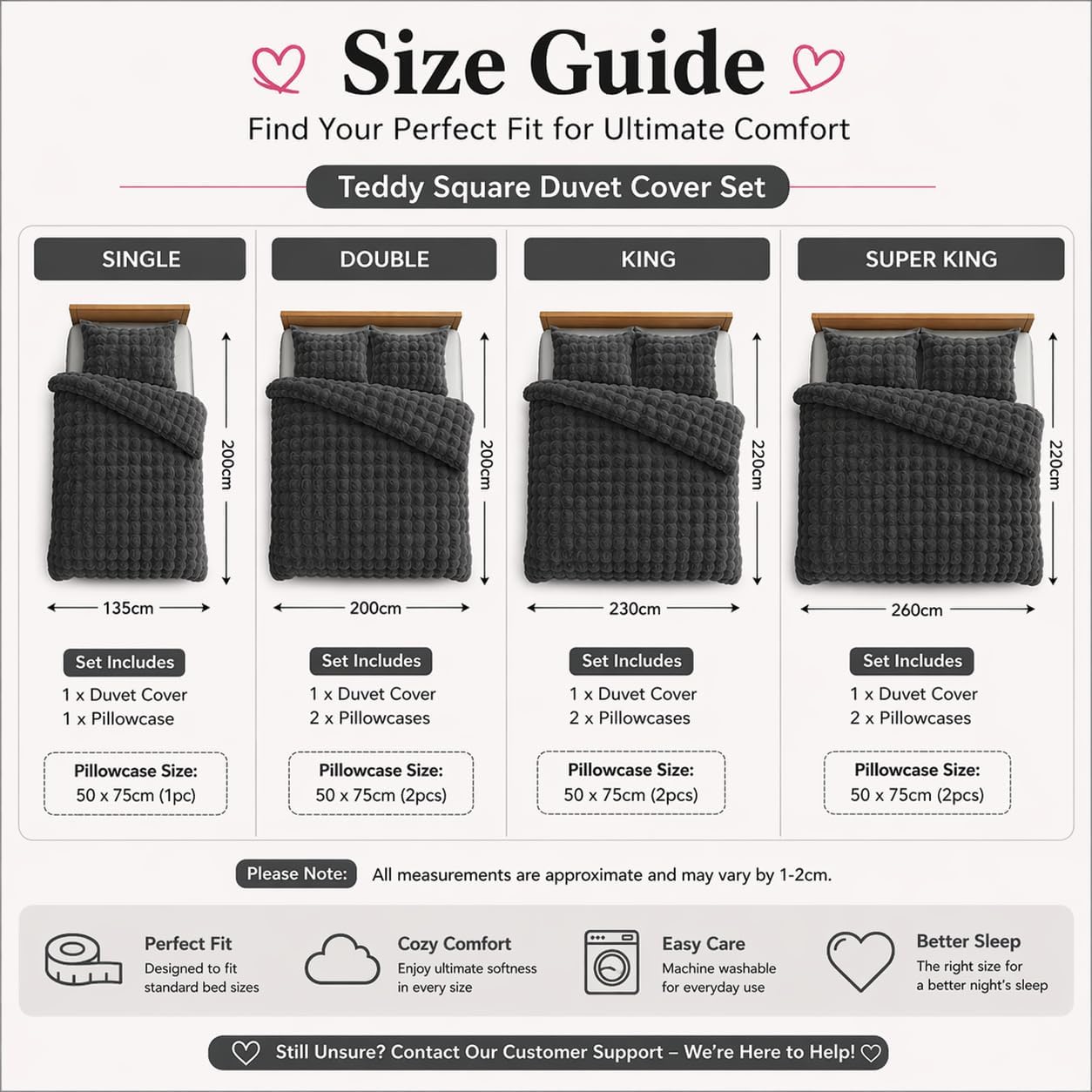 Teddy Square Fleece Duvet Cover Set – Ultra Soft Fluffy Plush Bedding | Night Zone