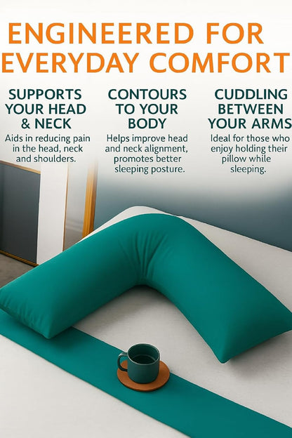 Easy Care Polycotton Orthopaedic V Shaped Pillow with Case or V Pillowcase Only | Night Zone