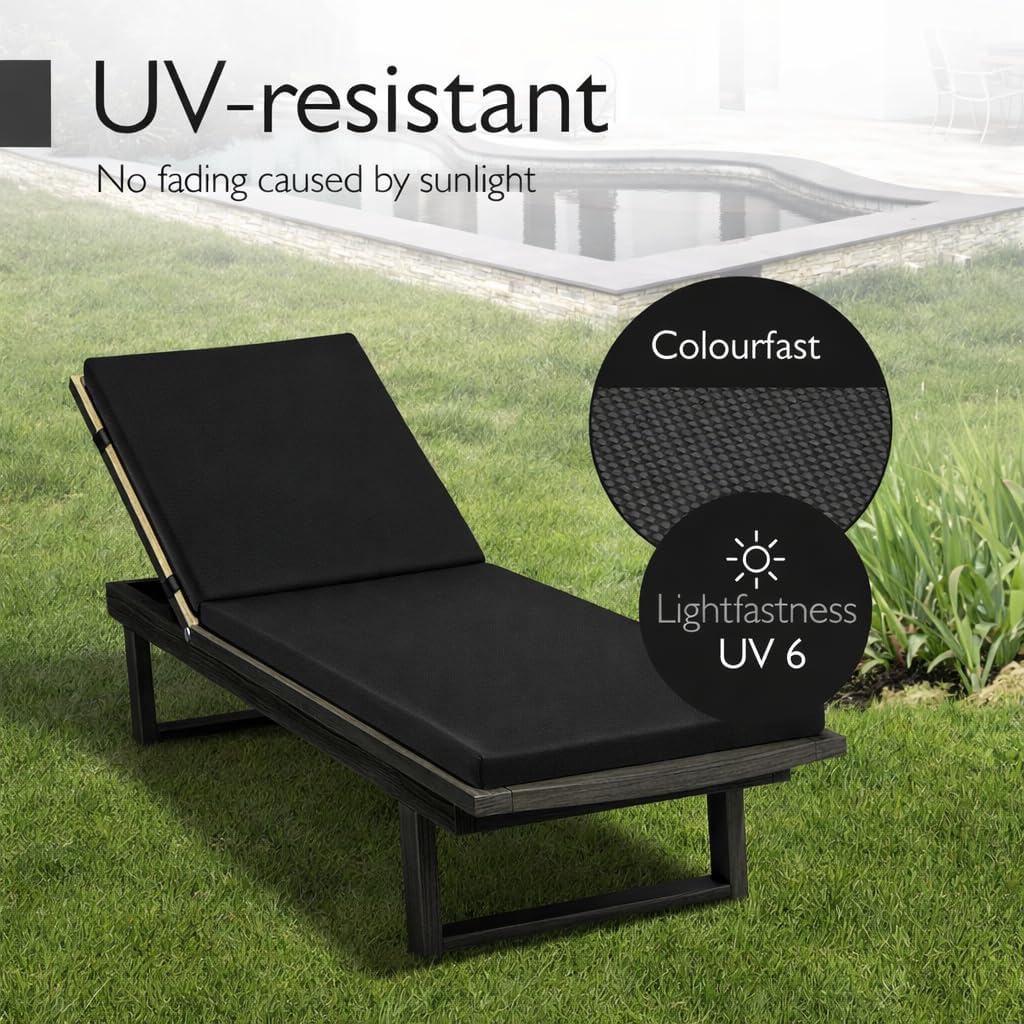 Sun Lounger Cushion Seat Pad – Thick Padded Outdoor Garden Recliner Cushion | Night Zone