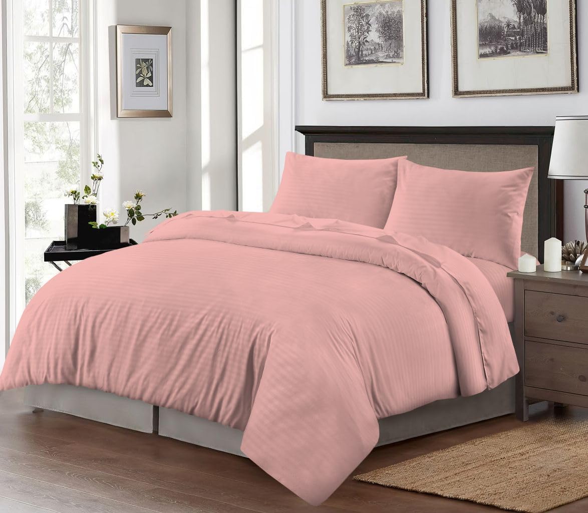 Microfiber Embossed Stripe Duvet Cover Set – Soft Touch Hotel Style Bedding | Night Zone
