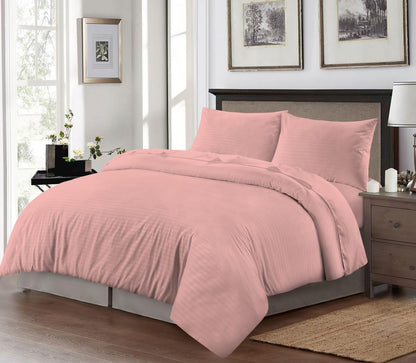 Microfiber Embossed Stripe Duvet Cover Set – Soft Touch Hotel Style Bedding | Night Zone
