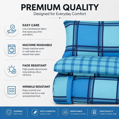 Logan Printed Polycotton Duvet Cover Set – Soft Easy Care Modern Bedding | Night Zone