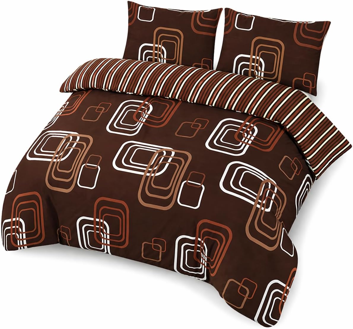 Blake Geometric Printed Polycotton Duvet Cover Set – Modern Easy Care Bedding | Night Zone