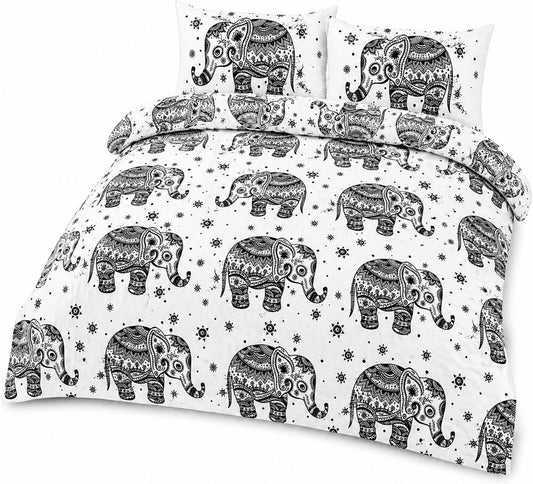 Elephant Animal Printed Polycotton Duvet Cover Set – Safari Wildlife Bedding | Night Zone