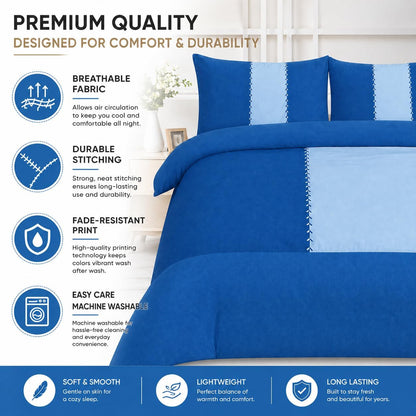 Suede Patch Polycotton Duvet Cover Set – Luxury Soft Touch Patchwork Bedding | Night Zone