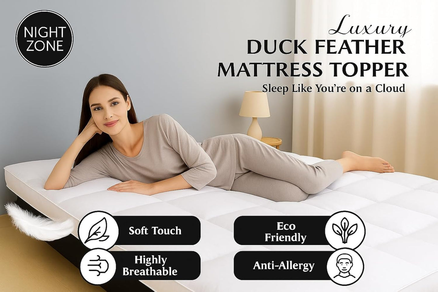 Duck Feather Mattress Topper 7cm – Luxury Hotel Quality Comfort | Night Zone