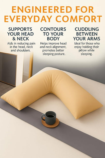 Easy Care Polycotton Orthopaedic V Shaped Pillow with Case or V Pillowcase Only | Night Zone