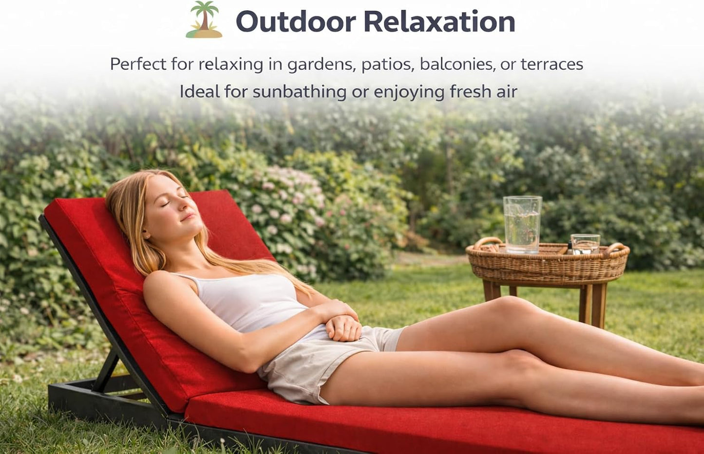 Sun Lounger Cushion Seat Pad – Thick Padded Outdoor Garden Recliner Cushion | Night Zone