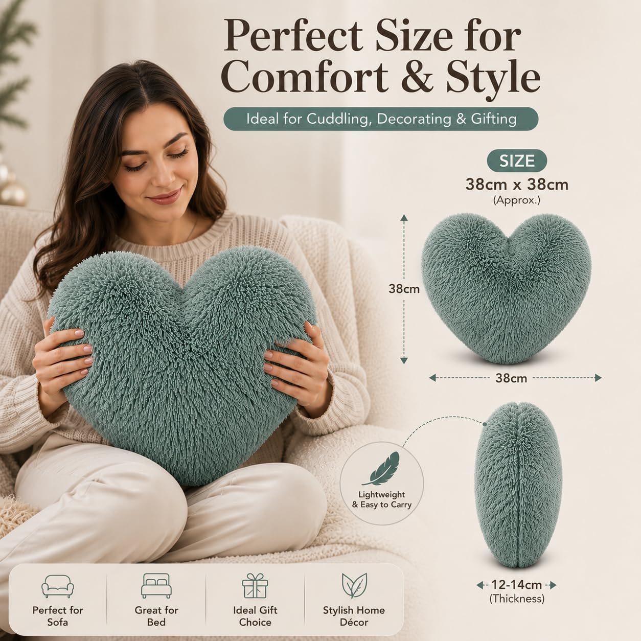 Teddy Cuddles Heart Shape Teddy Fleece Cushion – Soft Filled Decorative Cushion | Night Zone