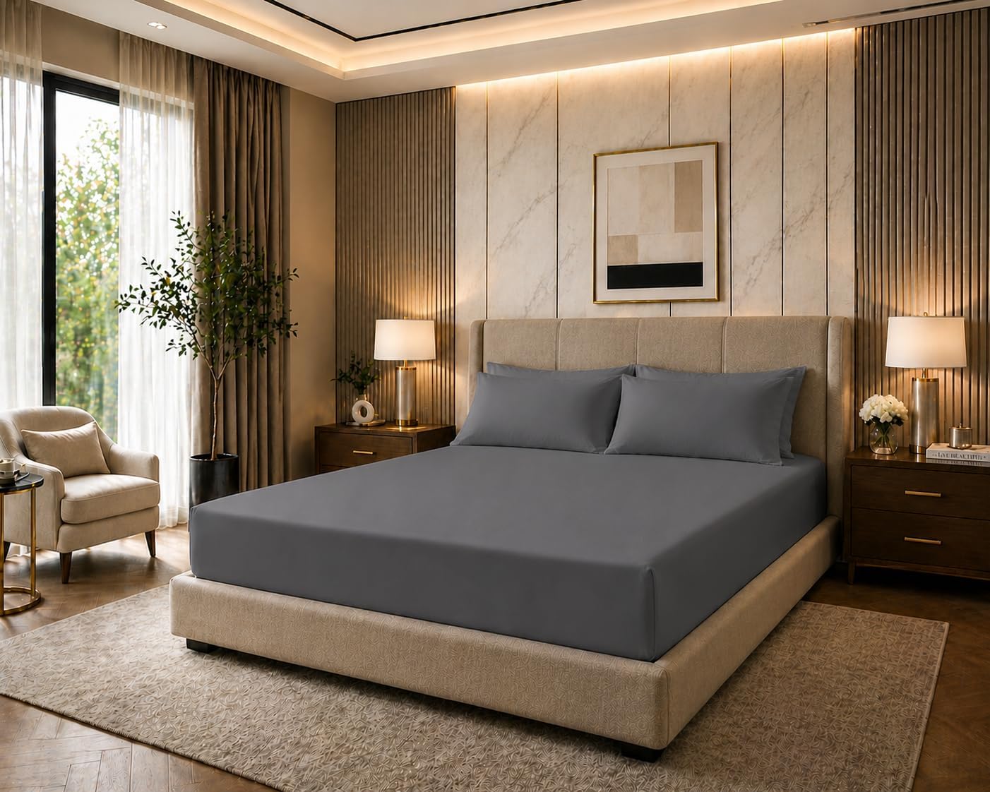180 Thread Count Percale Extra Deep Fitted Sheet 40cm – Non Iron Polycotton Bedding | Night Zone